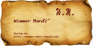 Wimmer Manó névjegykártya